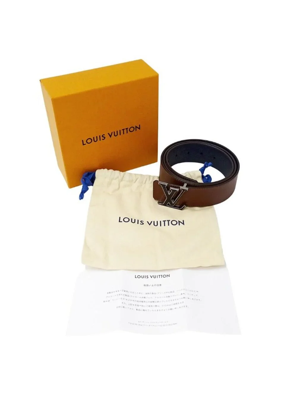 Louis Vuitton Belt LV Tilt Reverse Taurillon Navy Brown 100 40 Reversible